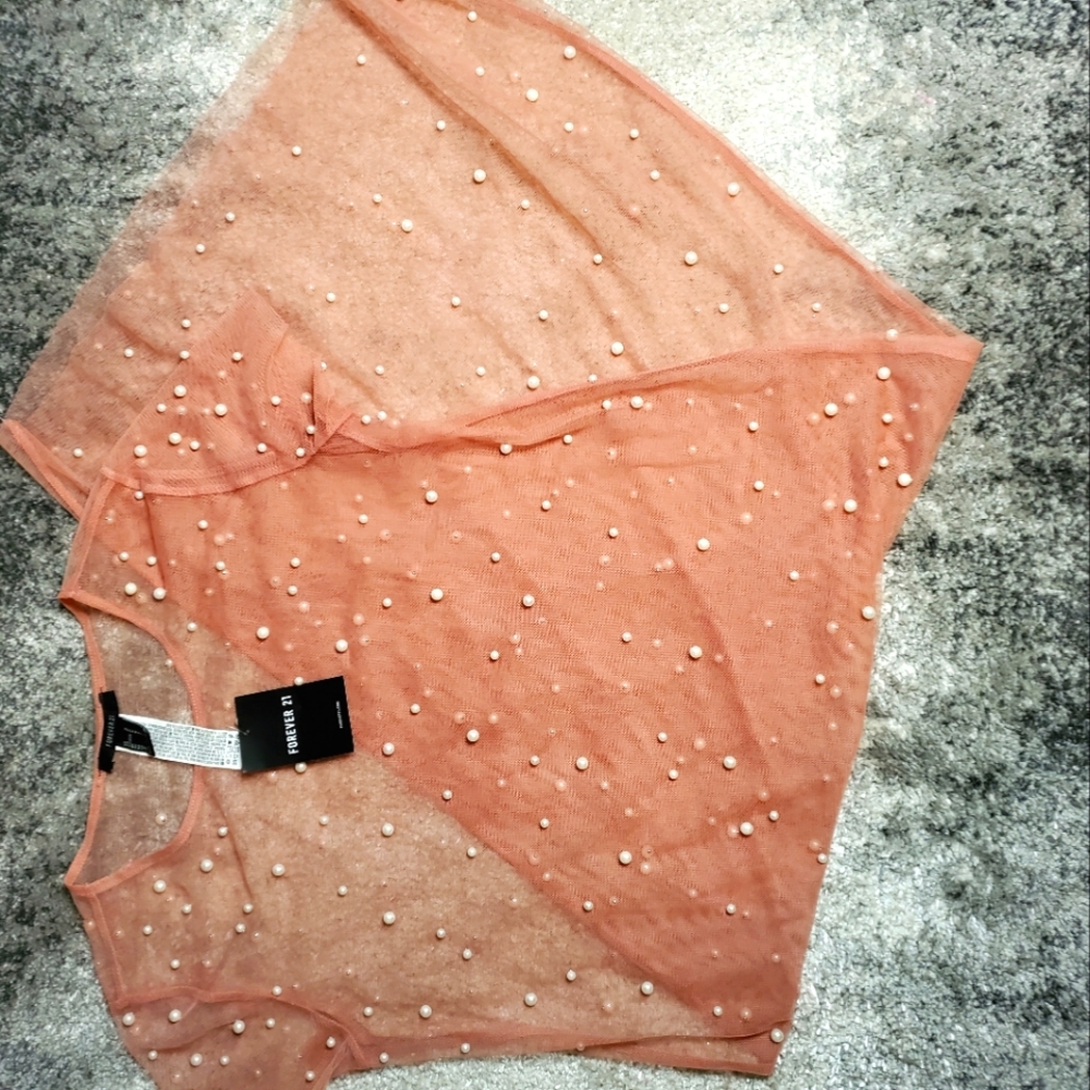 Pink Pearl Sheer Shirt Dress